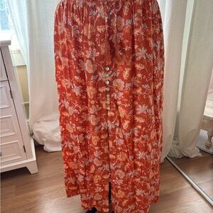 Rachel Zoe Orange Pink Maxi A-Line Skirt